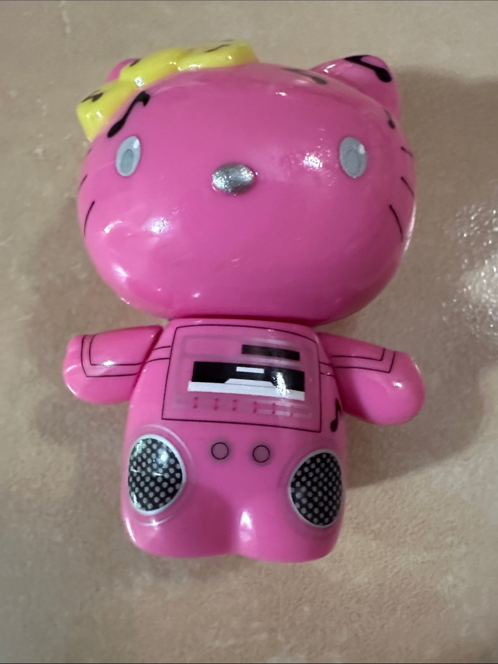 Rare! Pink Kitty Music Figure Toy with Yellow Bow